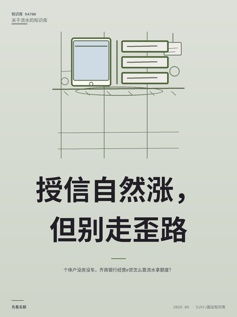 个体户没房没车，齐商银行经营e贷怎么靠流水拿额度？