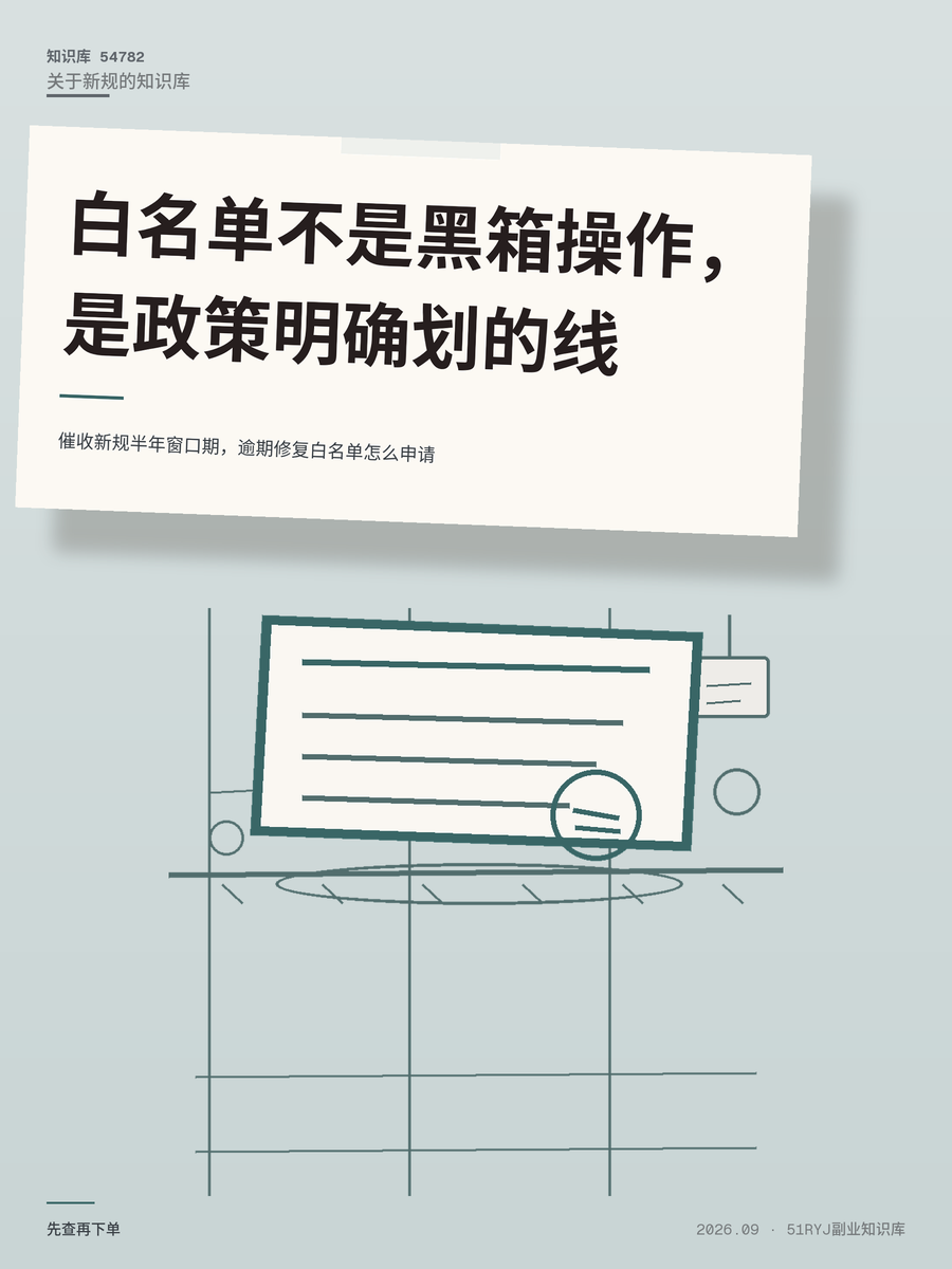 催收新规半年窗口期，逾期修复白名单怎么申请