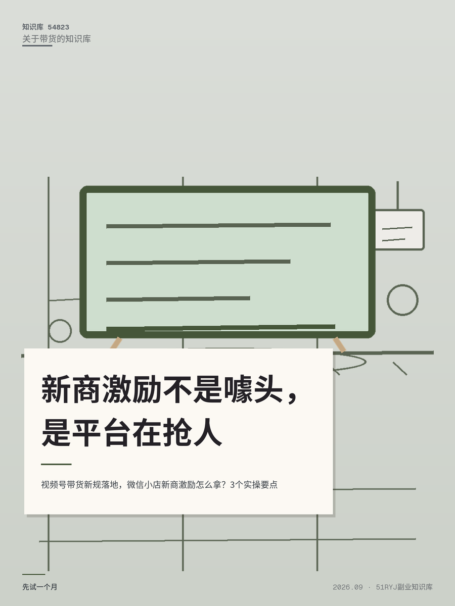 视频号带货新规落地，微信小店新商激励怎么拿？3个实操要点