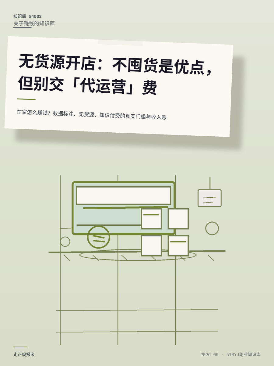在家怎么赚钱？数据标注、无货源、知识付费的真实门槛与收入账