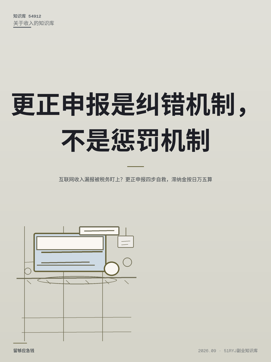 互联网收入漏报被税务盯上？更正申报四步自救，滞纳金按日万五算