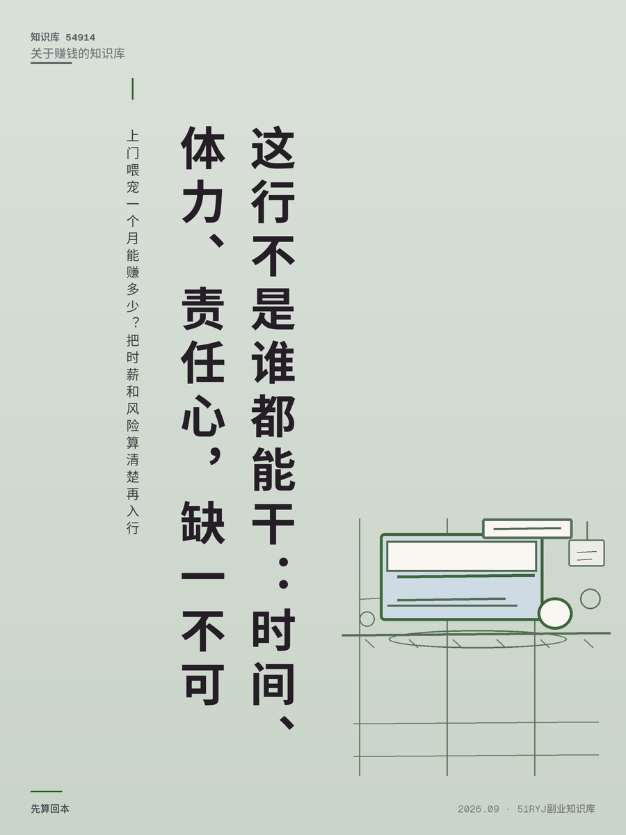 上门喂宠一个月能赚多少？把时薪和风险算清楚再入行