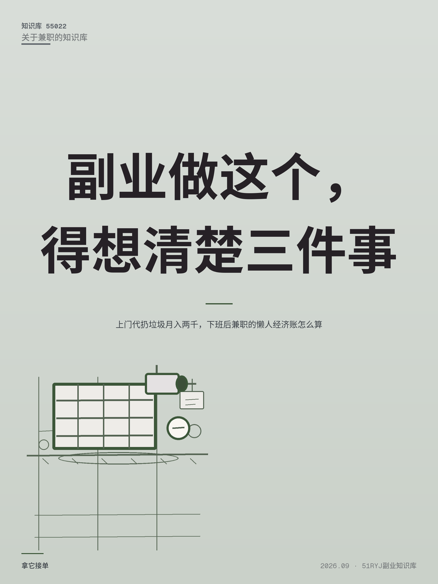 上门代扔垃圾月入两千，下班后兼职的懒人经济账怎么算