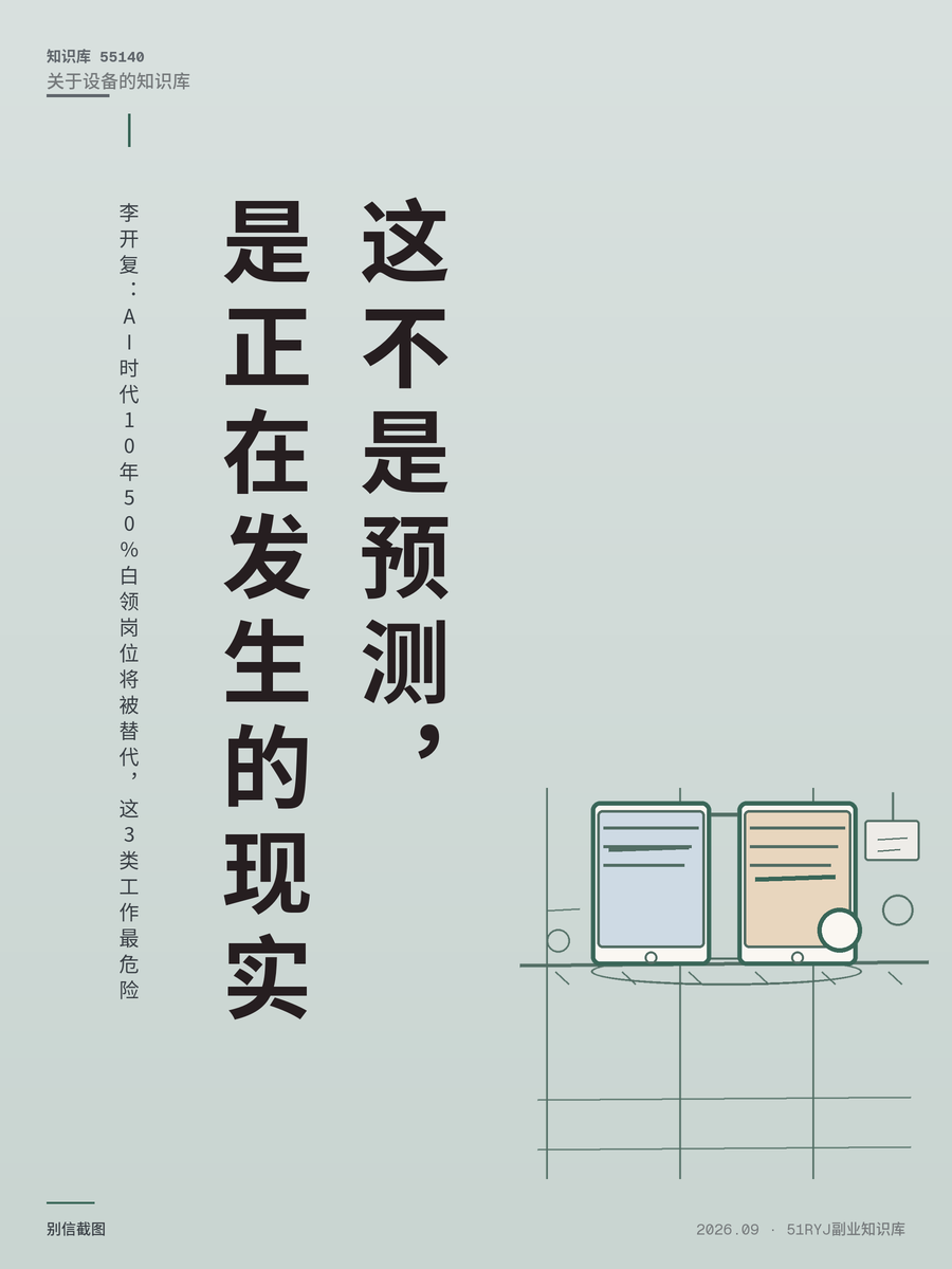 李开复：AI时代10年50%白领岗位将被替代，这3类工作最危险
