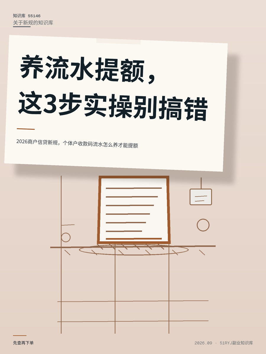 2026商户信贷新规，个体户收款码流水怎么养才能提额
