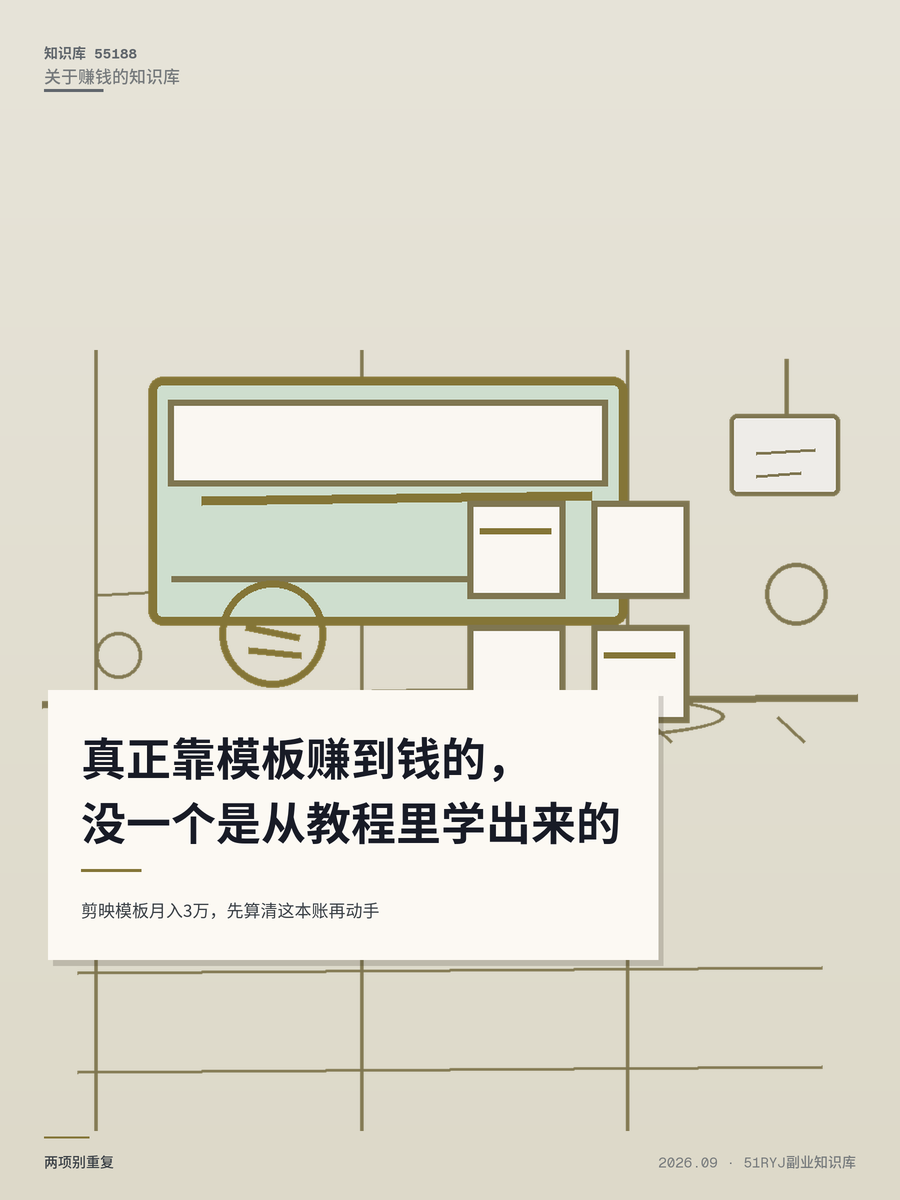 剪映模板月入3万，先算清这本账再动手