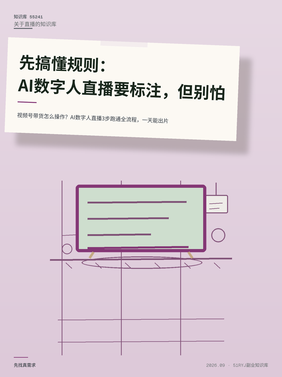视频号带货怎么操作？AI数字人直播3步跑通全流程，一天能出片