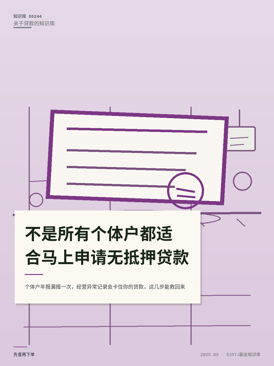 个体户年报漏报一次，经营异常记录会卡住你的贷款，这几步能救回来