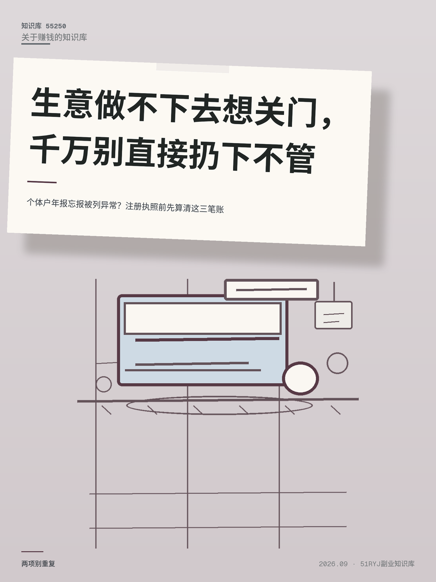 个体户年报忘报被列异常？注册执照前先算清这三笔账