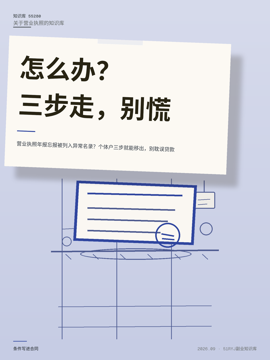 营业执照年报忘报被列入异常名录？个体户三步就能移出，别耽误贷款