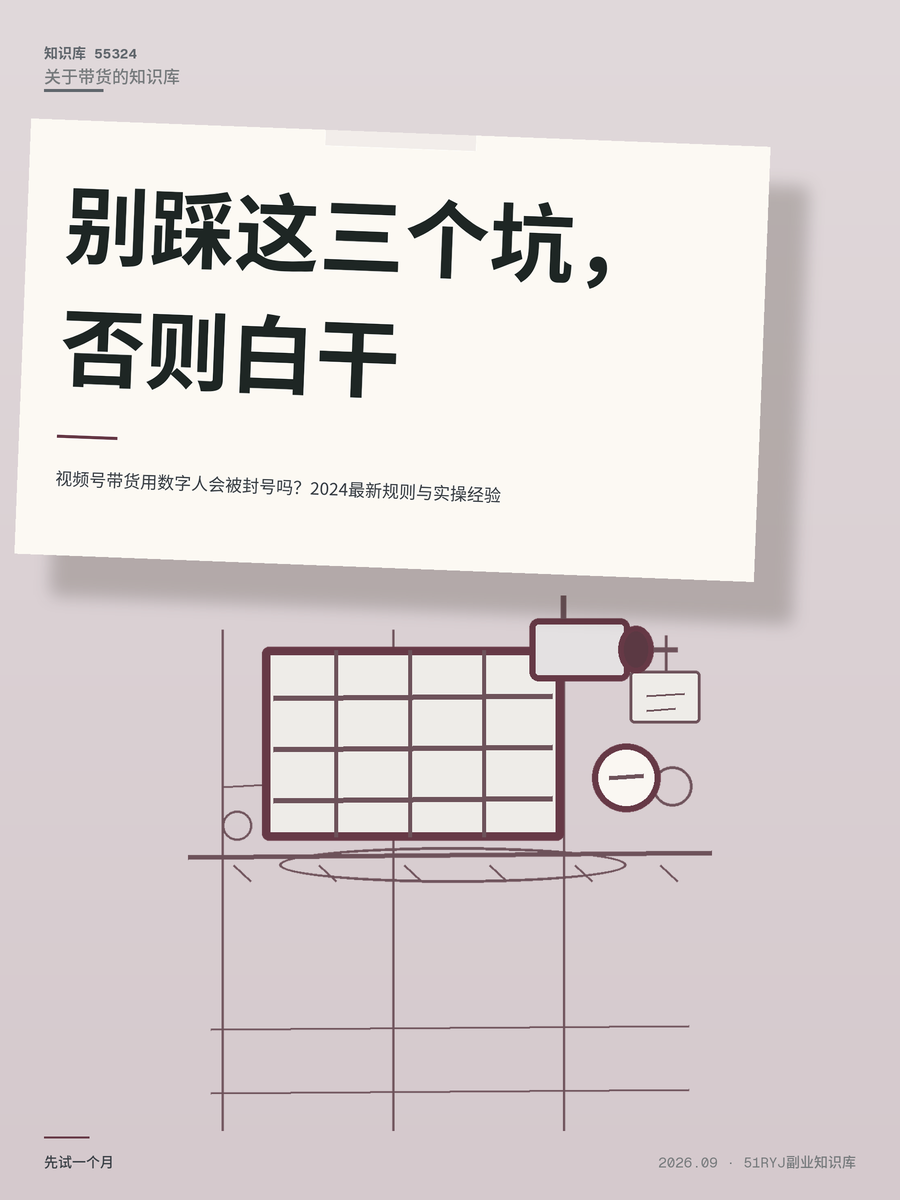 视频号带货用数字人会被封号吗？2024最新规则与实操经验