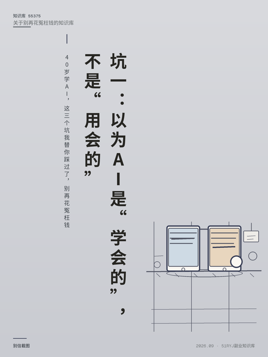 40岁学AI，这三个坑我替你踩过了，别再花冤枉钱