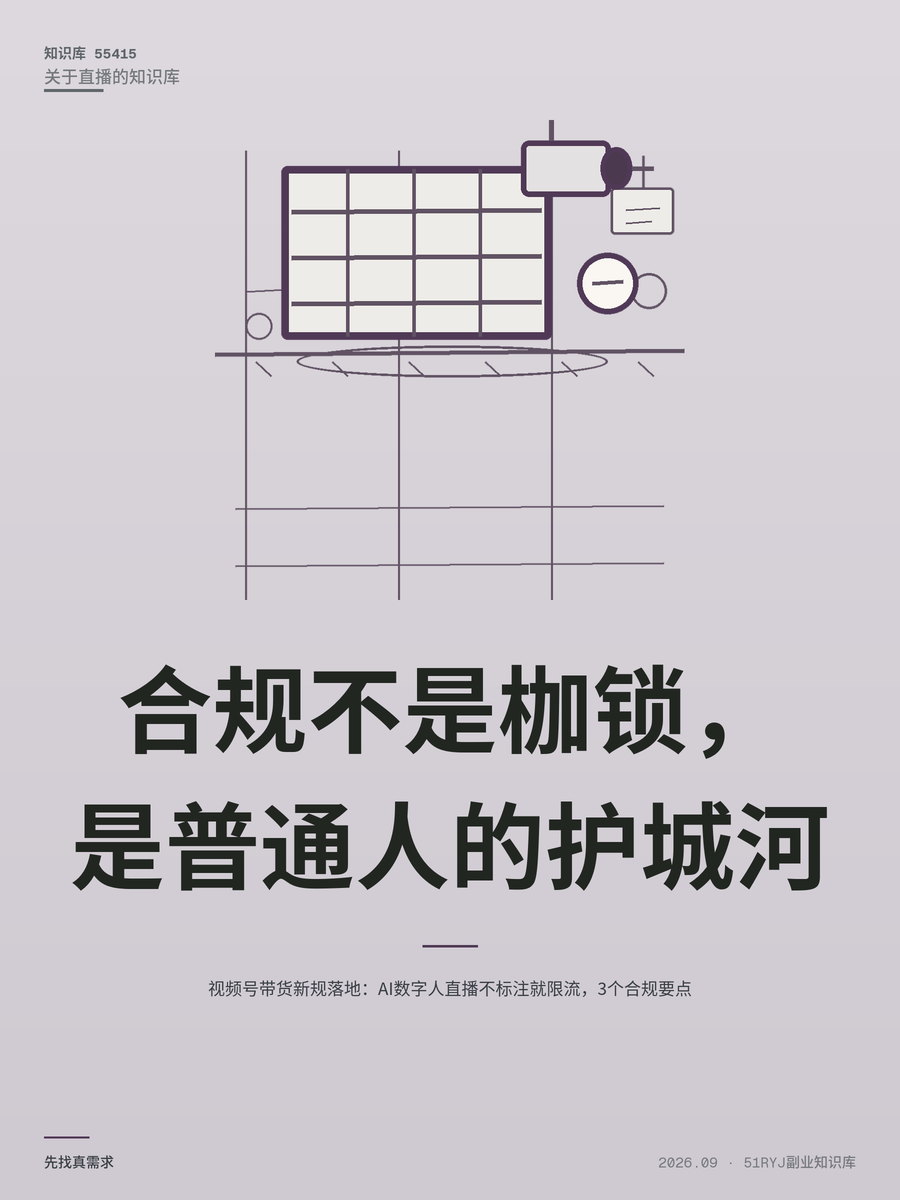 视频号带货新规落地：AI数字人直播不标注就限流，3个合规要点