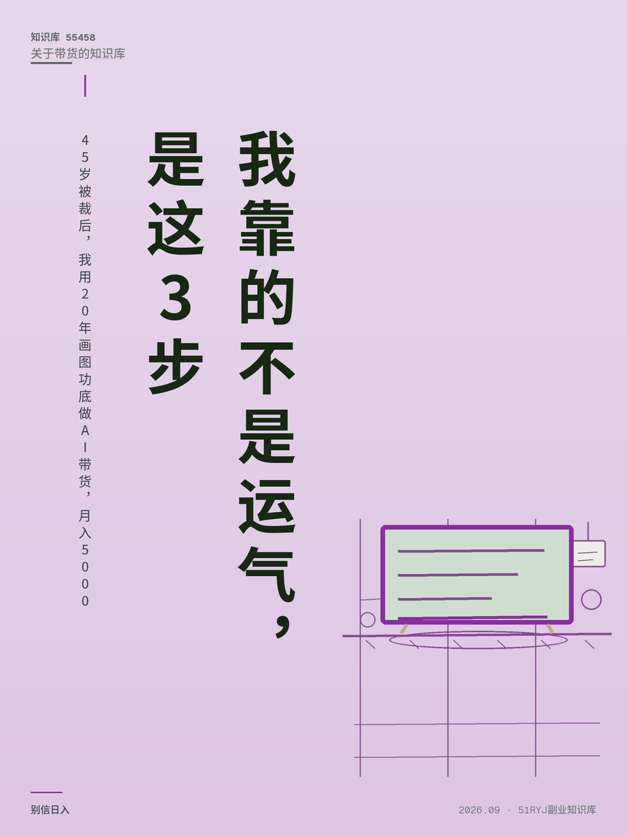 45岁被裁后，我用20年画图功底做AI带货，月入5000