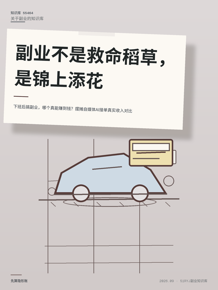 下班后搞副业，哪个真能赚到钱？摆摊自媒体AI接单真实收入对比