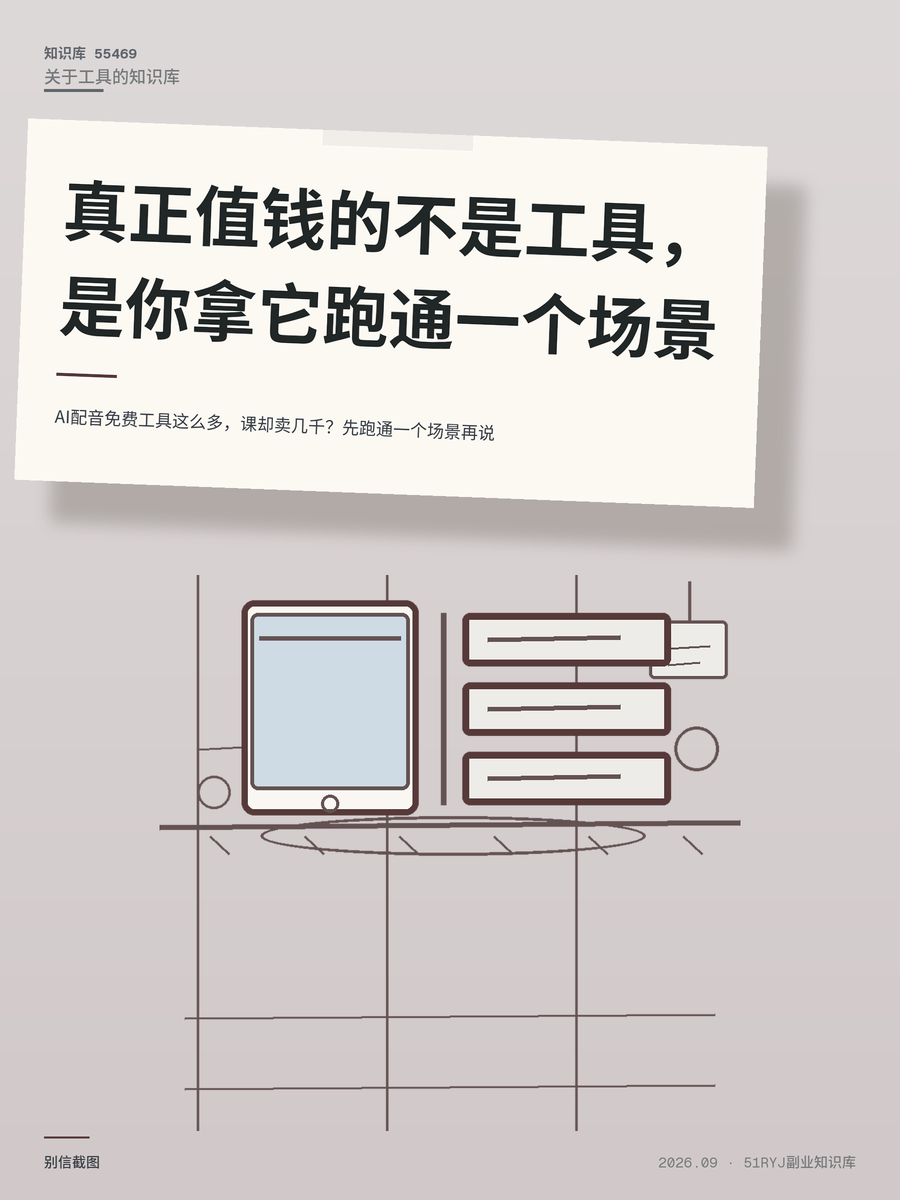 AI配音免费工具这么多，课却卖几千？先跑通一个场景再说