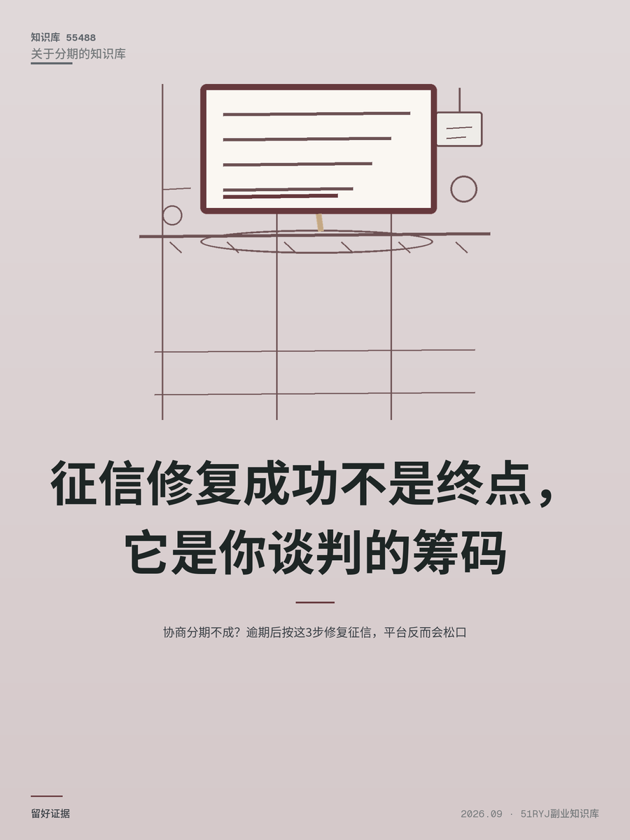协商分期不成？逾期后按这3步修复征信，平台反而会松口