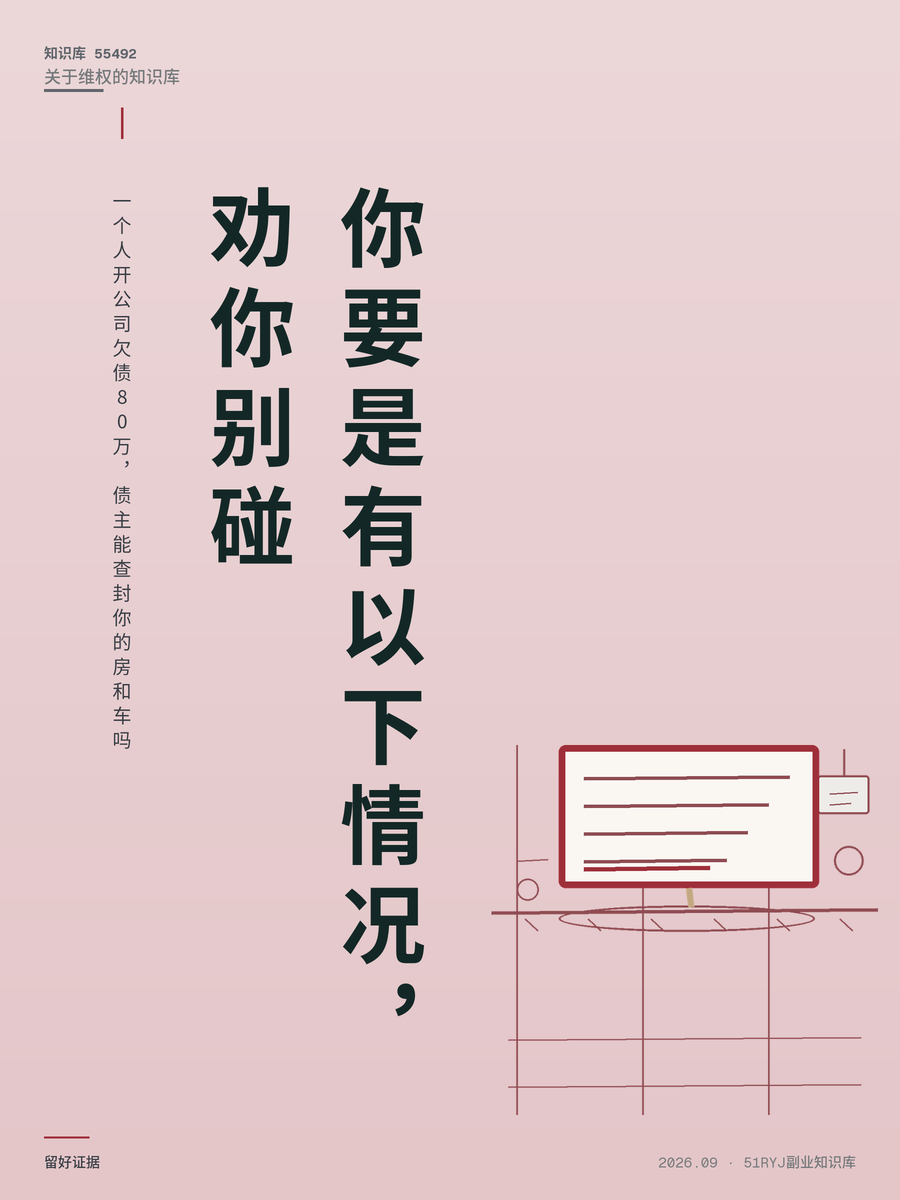 一个人开公司欠债80万，债主能查封你的房和车吗