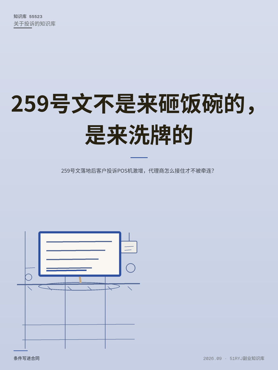 259号文落地后客户投诉POS机激增，代理商怎么接住才不被牵连？
