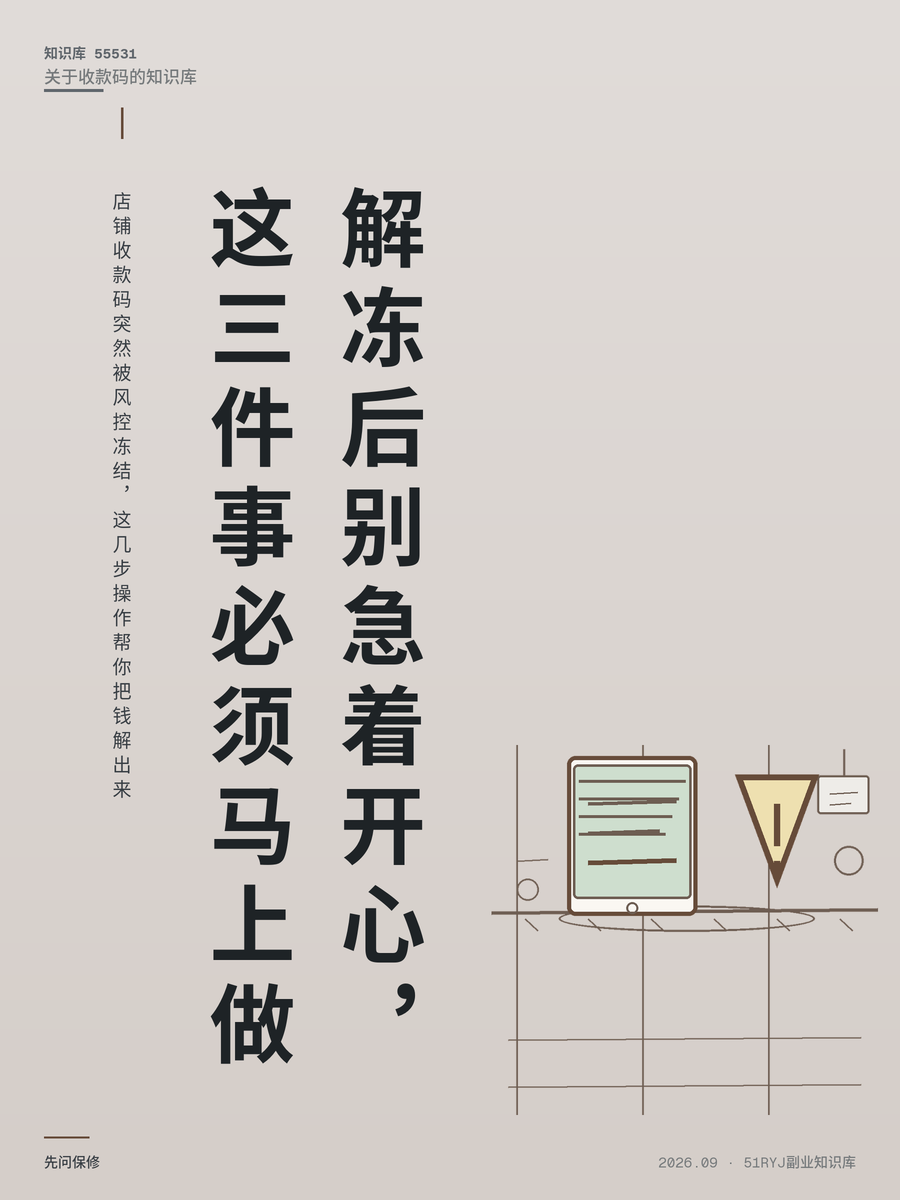 店铺收款码突然被风控冻结，这几步操作帮你把钱解出来