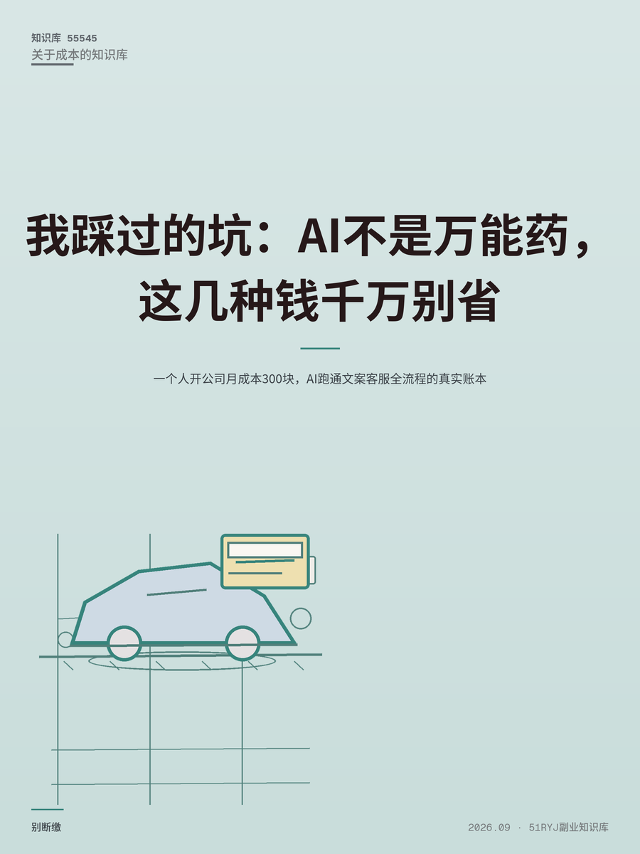 一个人开公司月成本300块，AI跑通文案客服全流程的真实账本