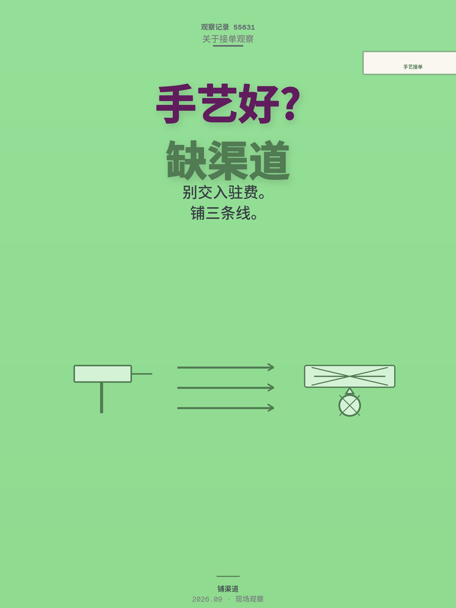 手艺再好没渠道也白搭：接单没门路的人，到底卡在哪一步？