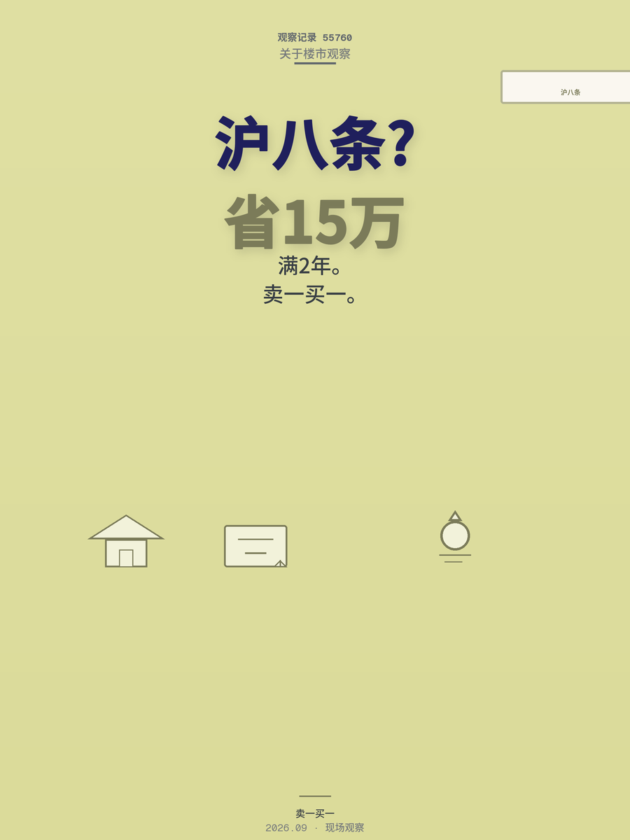 上海沪八条施行后，置换一套500万的房能省下15万吗？