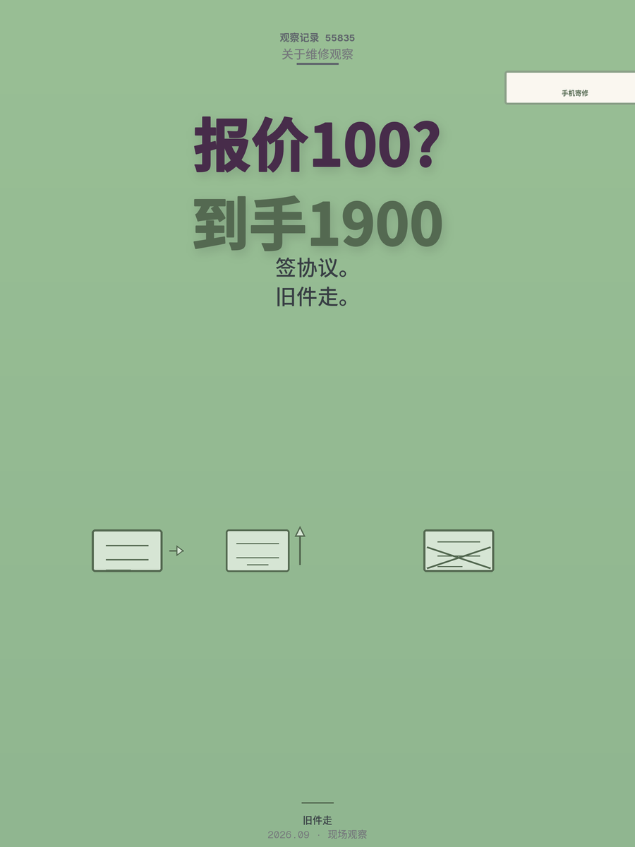 手机寄修报价100到手1900？三步连环套专坑不懂行的人