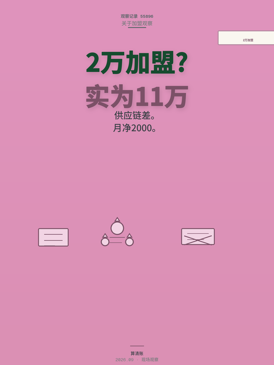 2万加盟费实际掏11万，月净2000，这笔账你算过吗