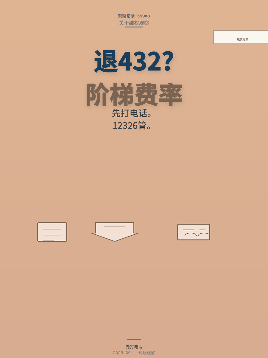 1.5万机票退票只退432元？阶梯退费规则和12326才是关键