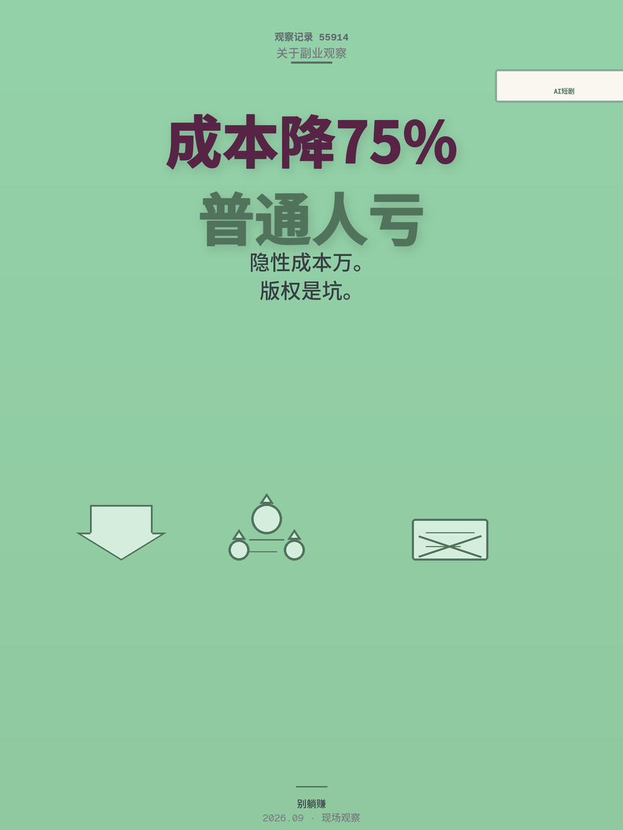 AI短剧成本降75%后，普通人为什么还是赚不到钱