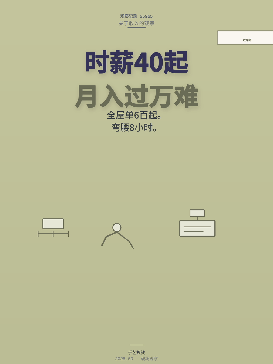 收纳师新手时薪40-60，月入过万要接多少单才够