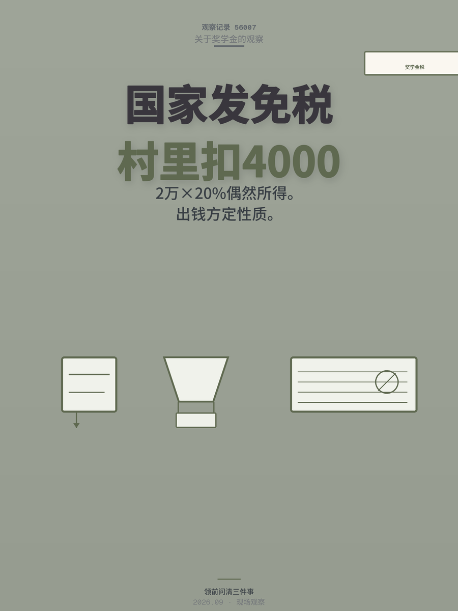村里奖励研究生2万要交税吗？关键看出钱方，可能扣4000