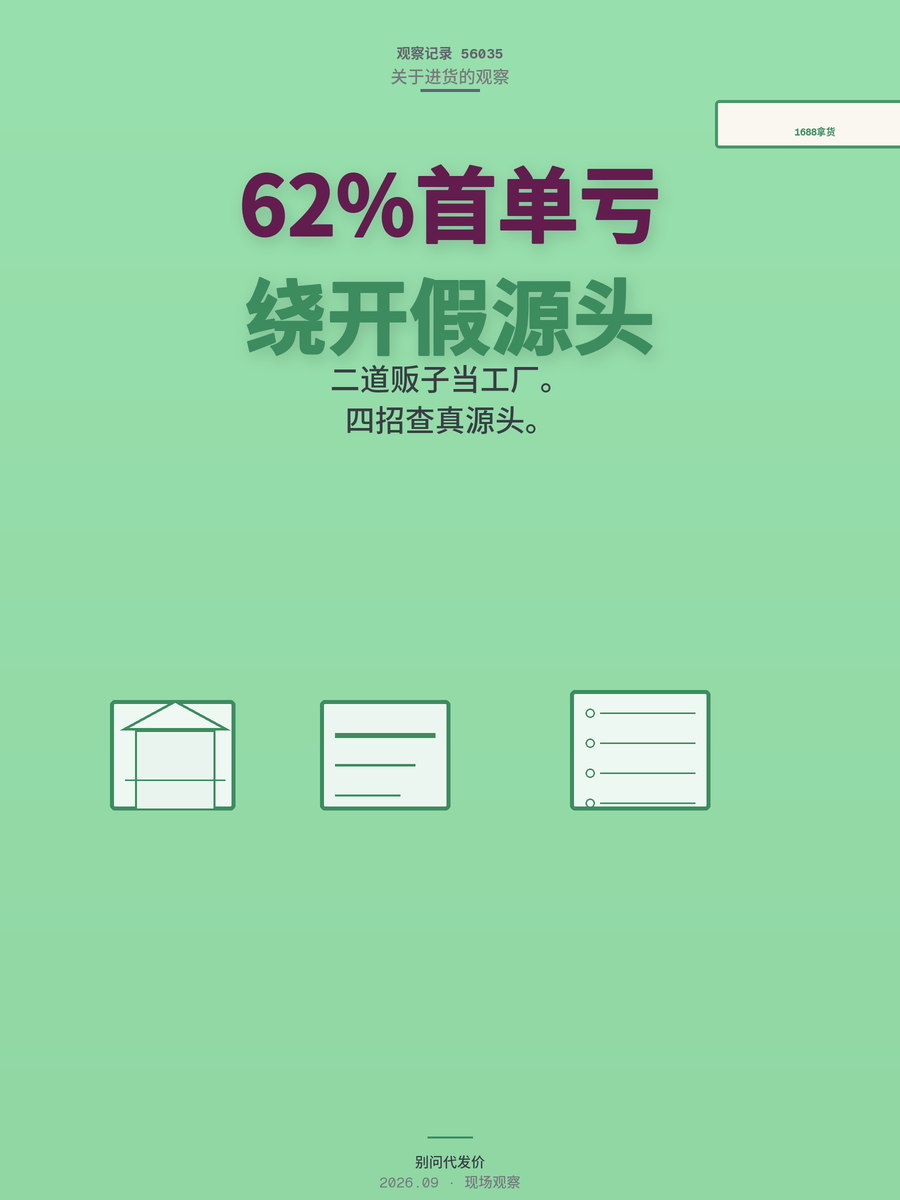 1688拿货62%新手踩坑，二道贩子当工厂？四招绕开假源头