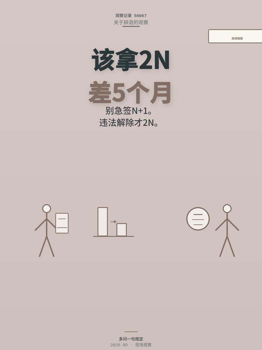 被辞退拿N还是2N？别急着签自愿离职，差5个月工资