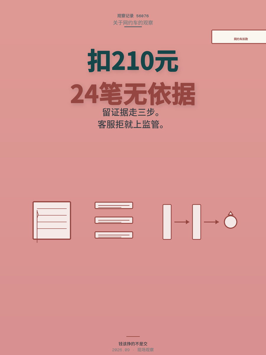 网约车被扣210元24笔，三步申诉把钱要回来