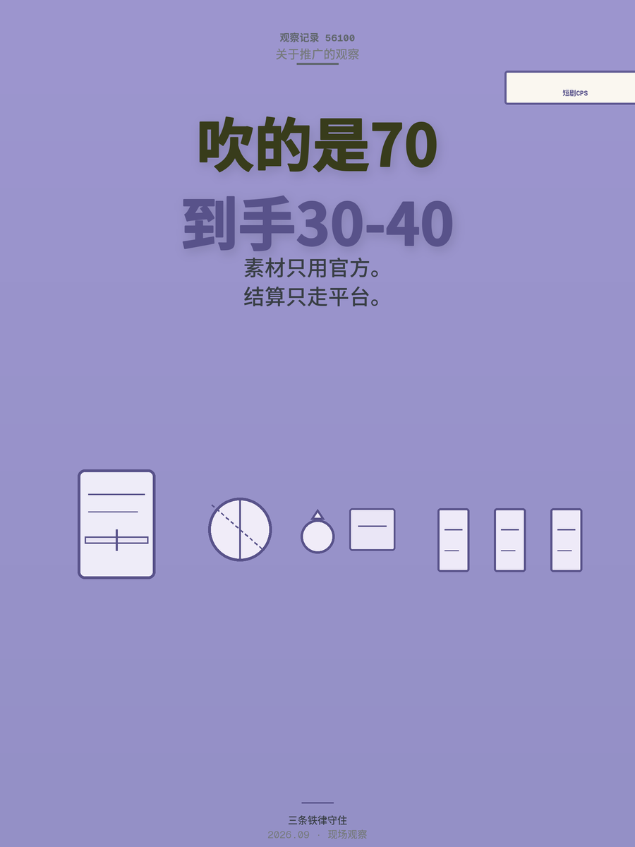 短剧CPS分成30-70%是真是假？新人能靠推广赚钱吗