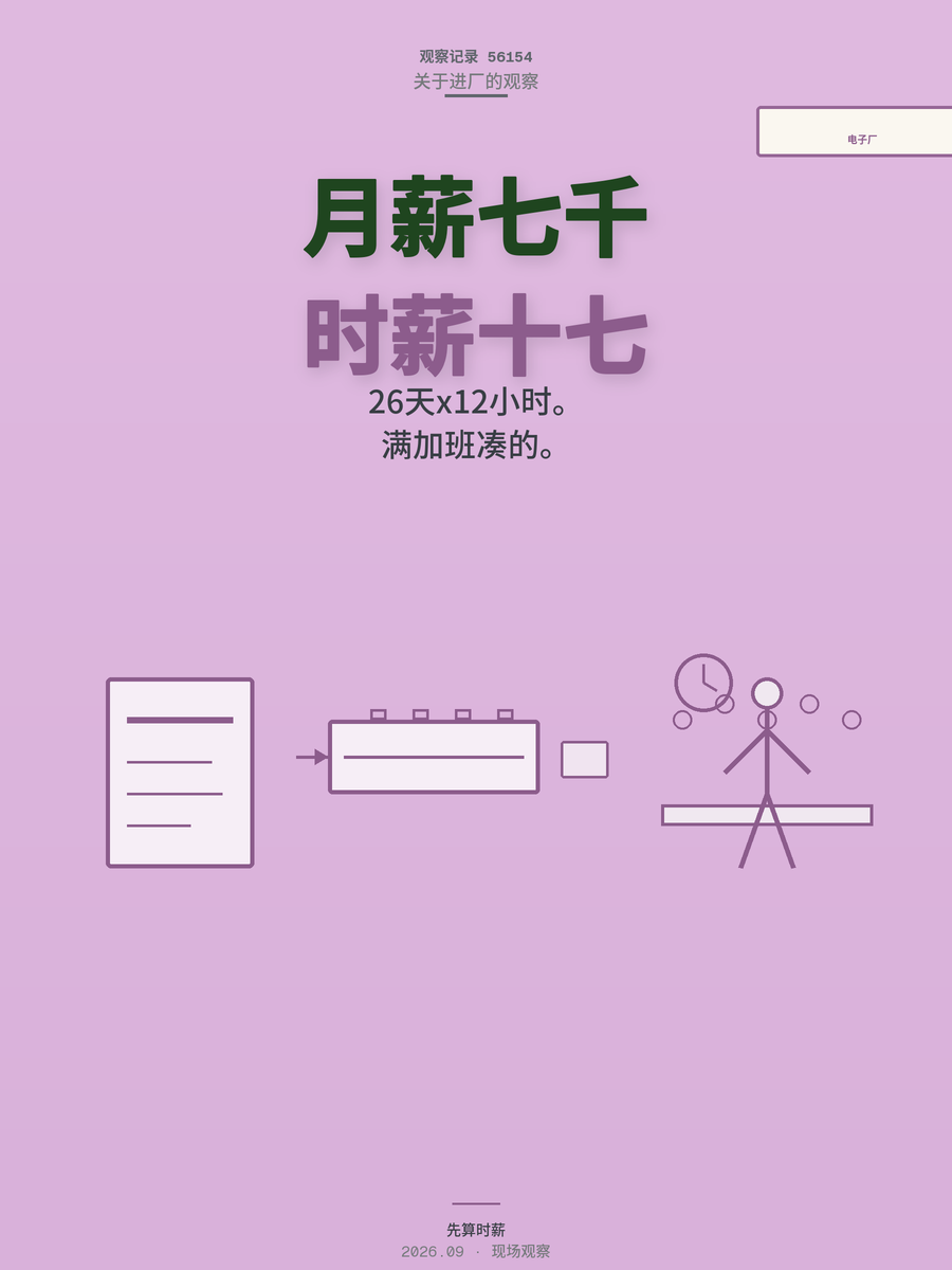 电子厂月薪7000看着香，一算时薪心凉半截
