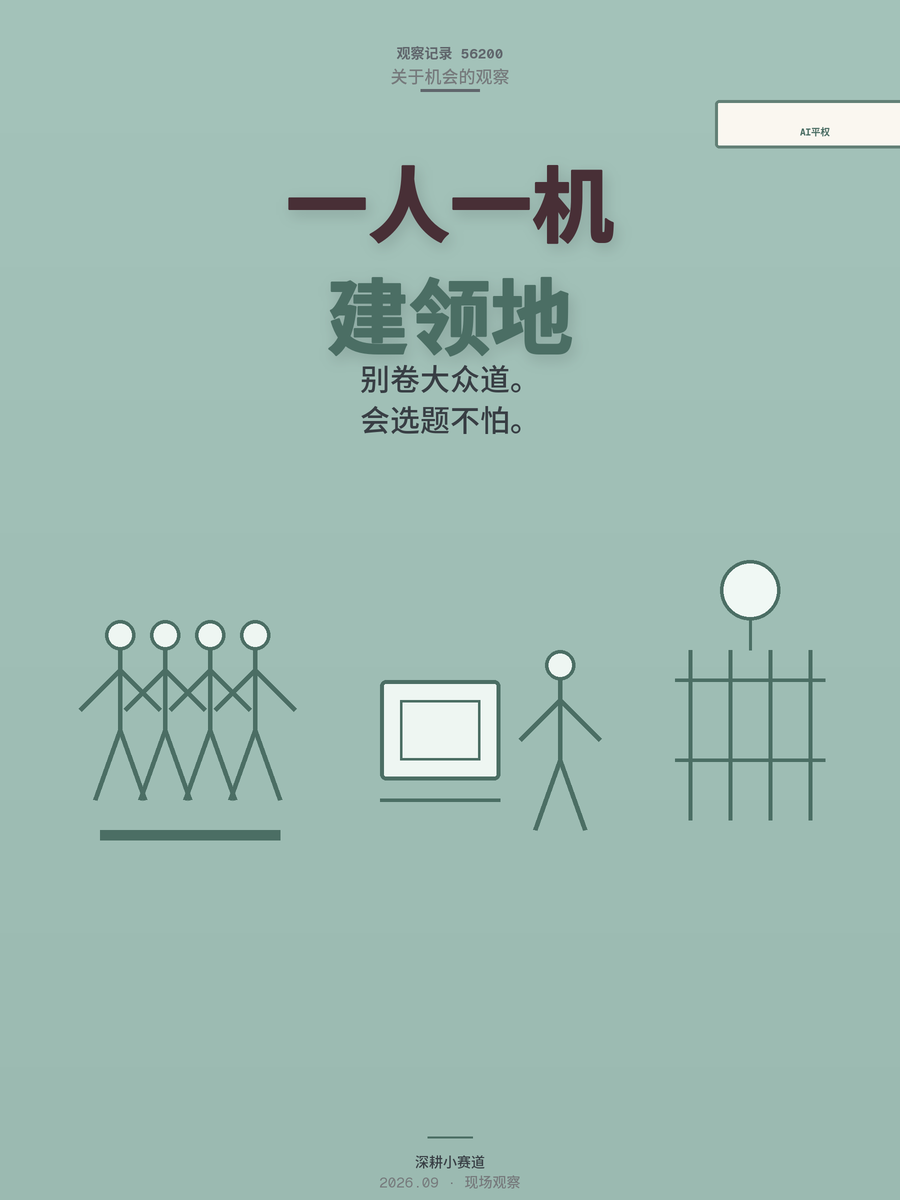 AI平权时代普通人创业机会：不卷大众赛道，建自己的领地