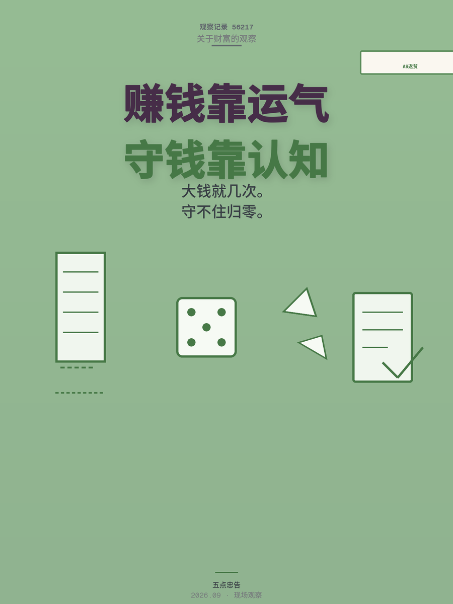 A9返贫大哥的五点忠告，最扎心那句是赚钱靠运气守钱靠认知