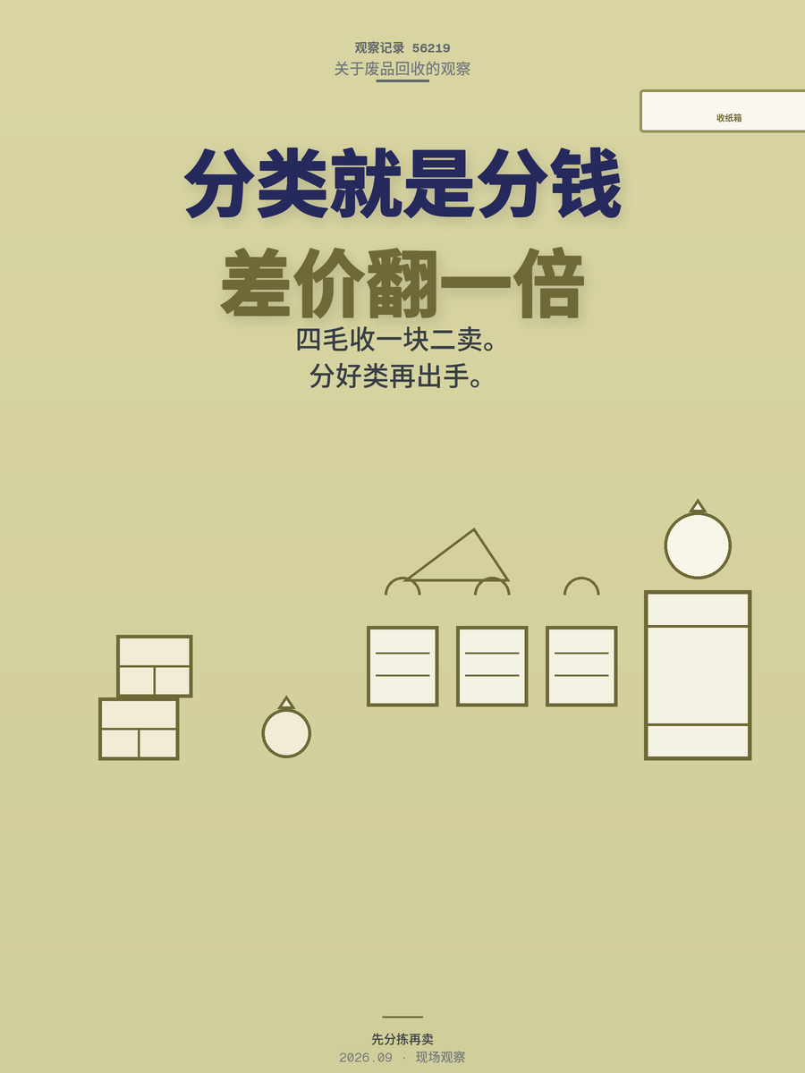 收纸箱0.4元收1.2元卖，分类就是分钱，差价能到一倍