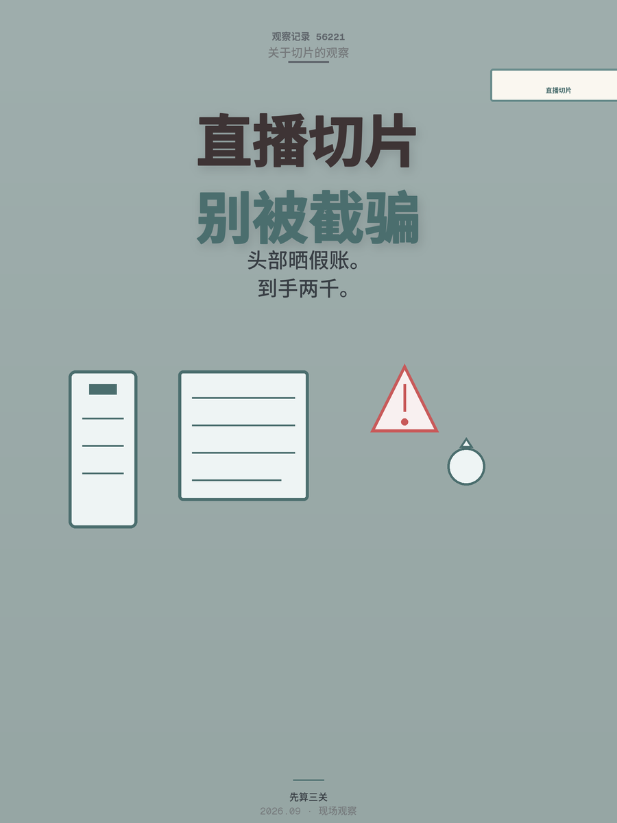 直播切片月入过万？先算清这三关再入场，别被矩阵头部骗了