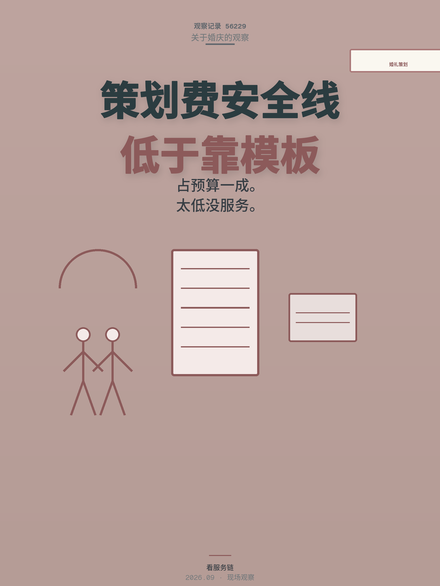 婚礼策划费占预算10%是安全线，低于2000元基本靠模板