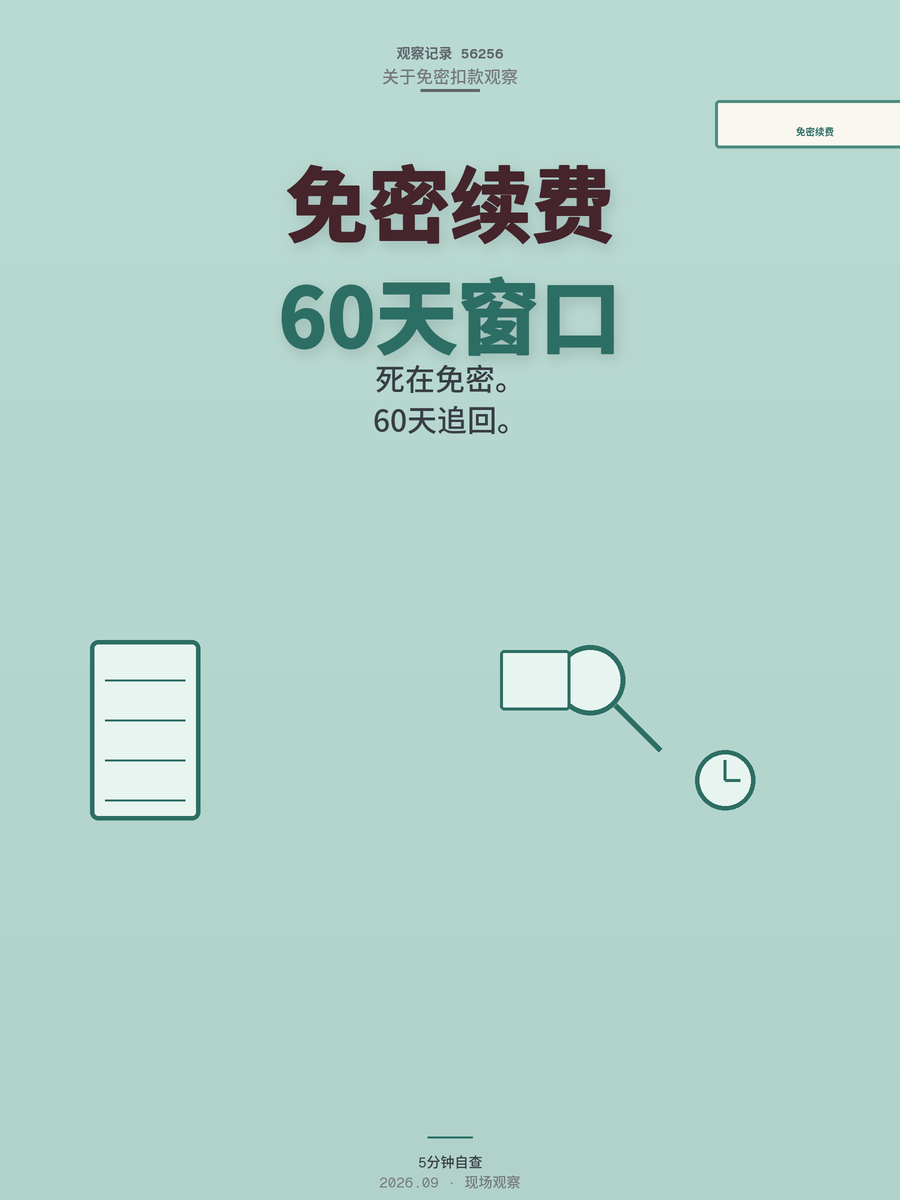 被扣的钱大多死在免密授权和自动续费上，自查5分钟、追回窗口60天