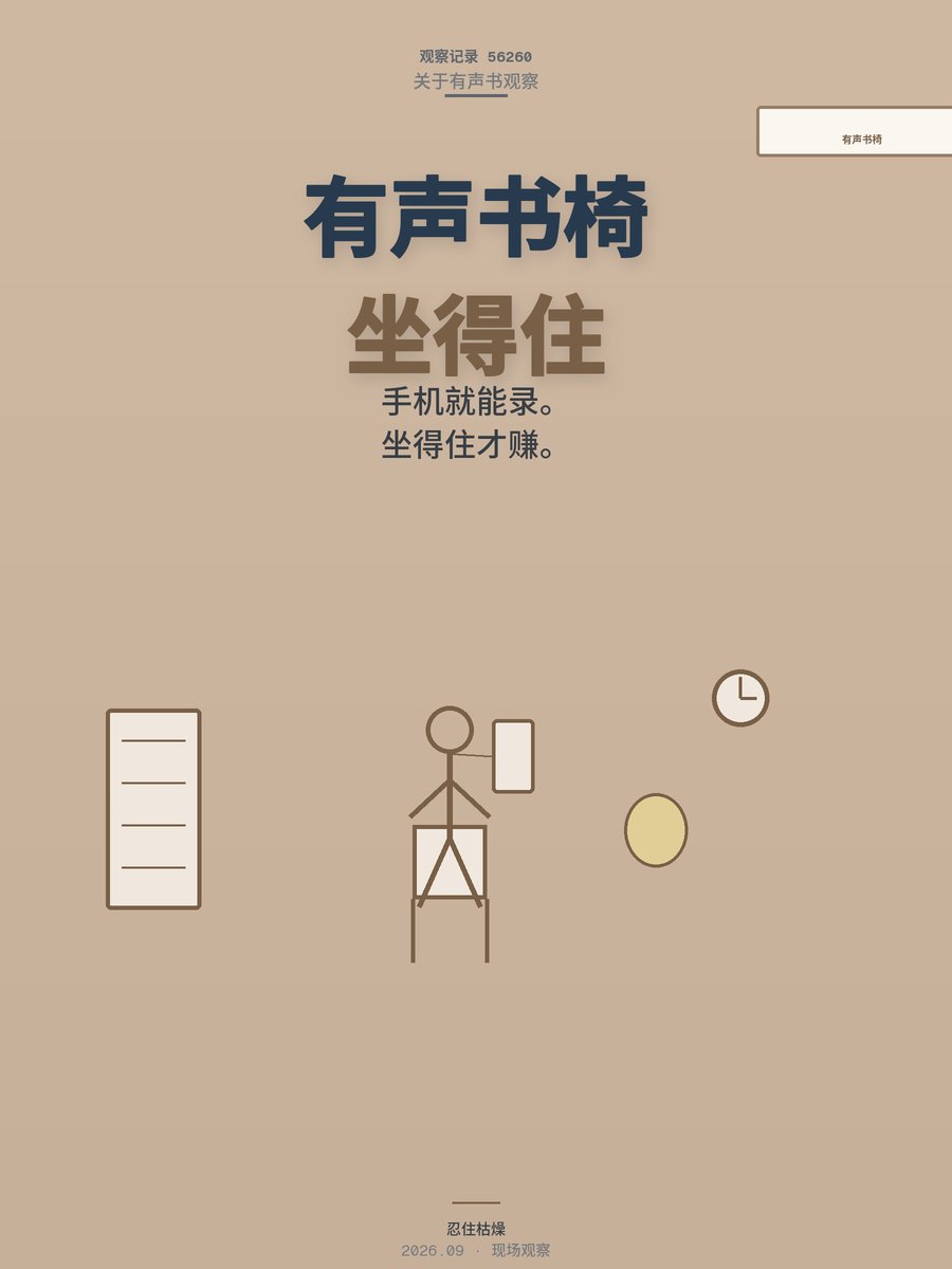 有声书这行手机就能录，但钱要等整本录完才结，你能坐住那把椅子吗