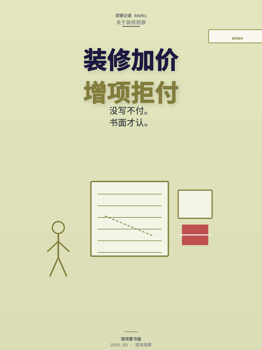 装修说好9万最后要加12万？合同里没写的增项可以拒付