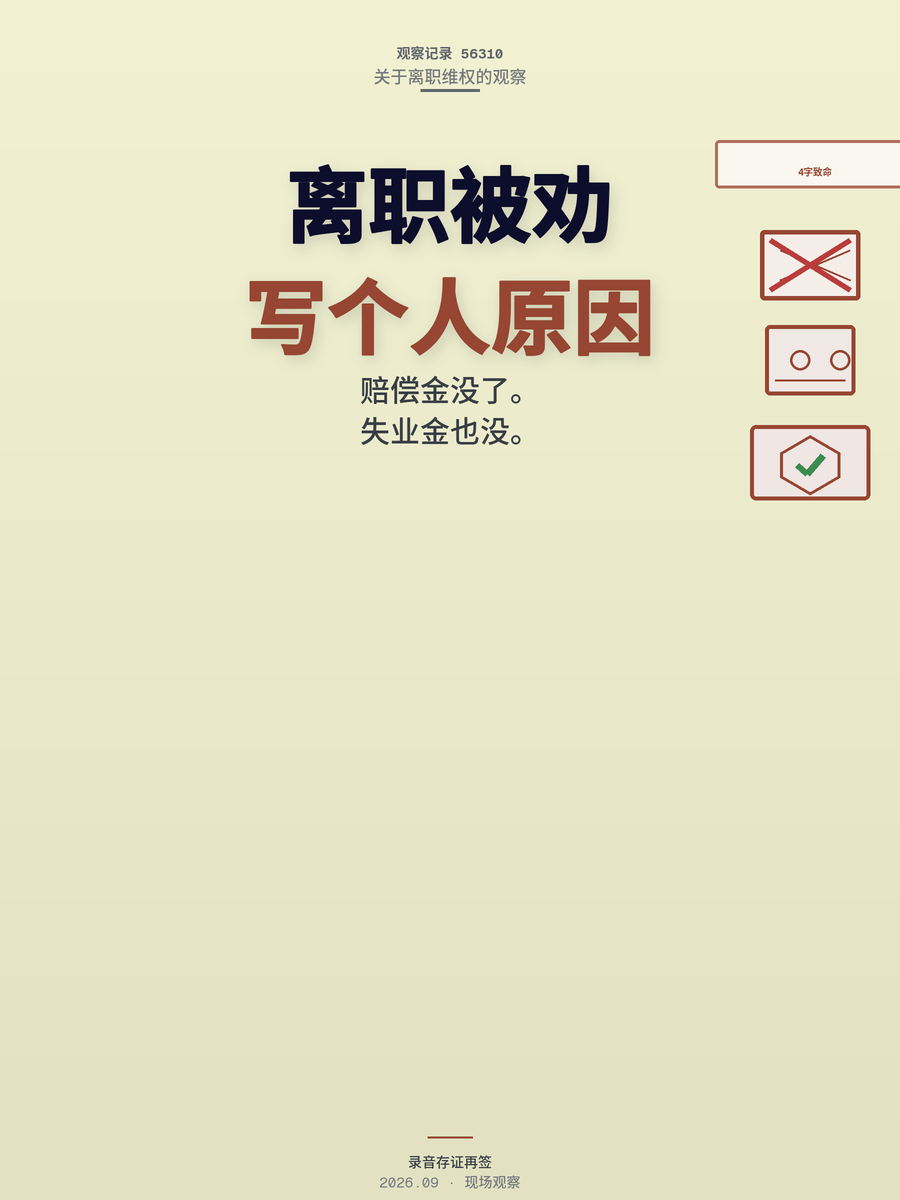 离职被劝写「个人原因」，赔偿和失业金全没了？这4个字比你想象中贵