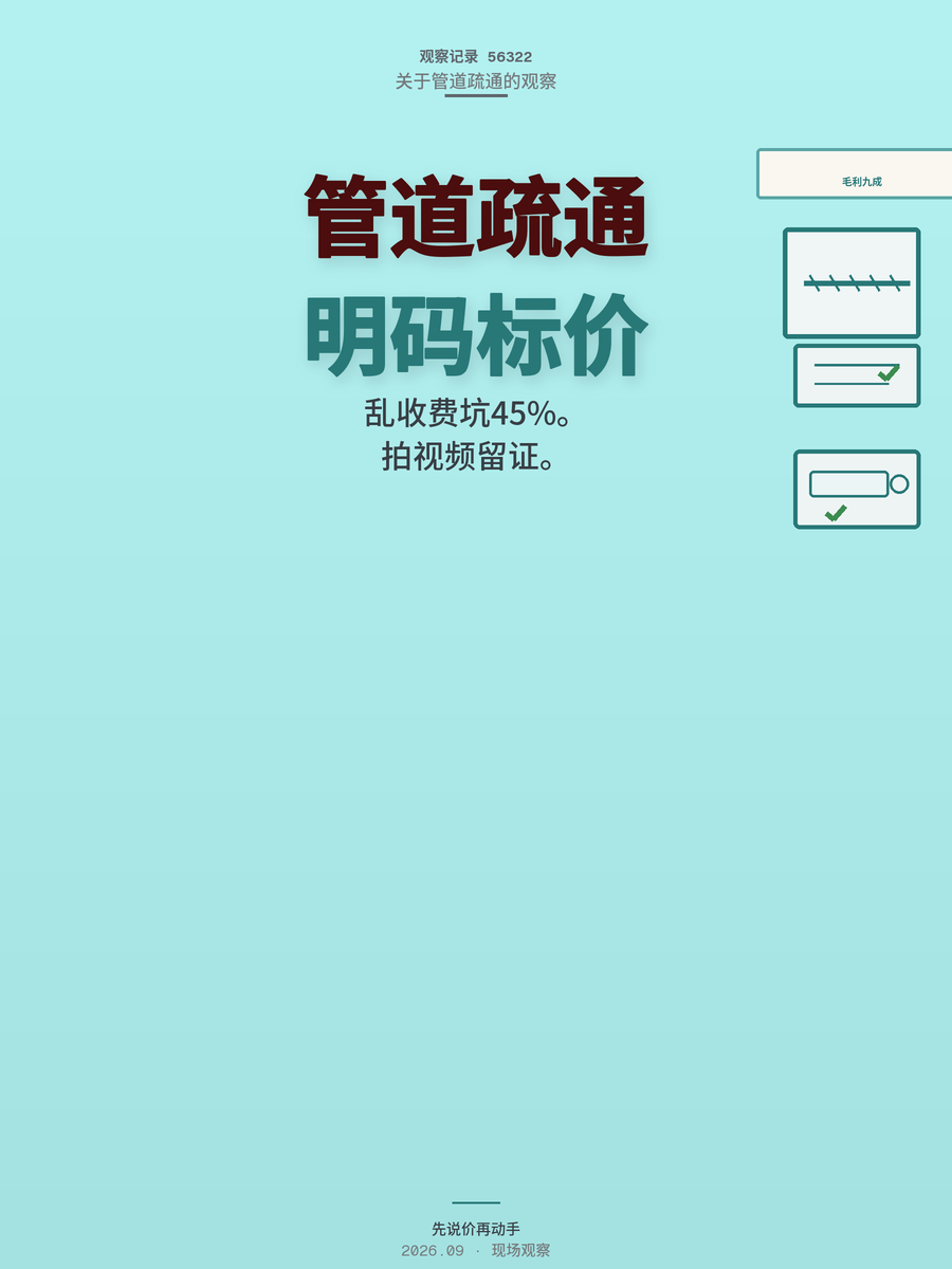 管道疏通月入过万？明码标价比手艺更值钱