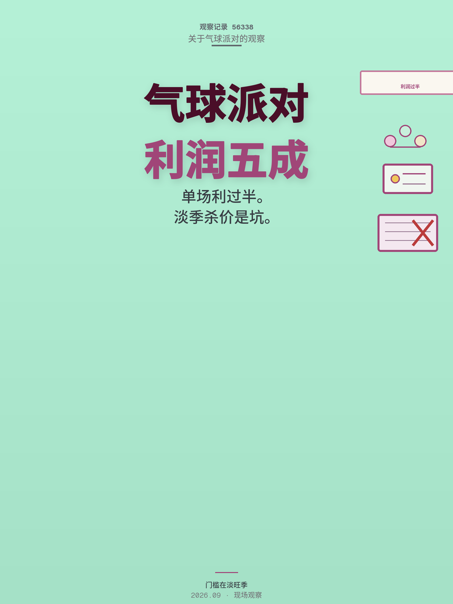 气球派对利润五成是真是假？淡旺季和同行杀价才是真门槛