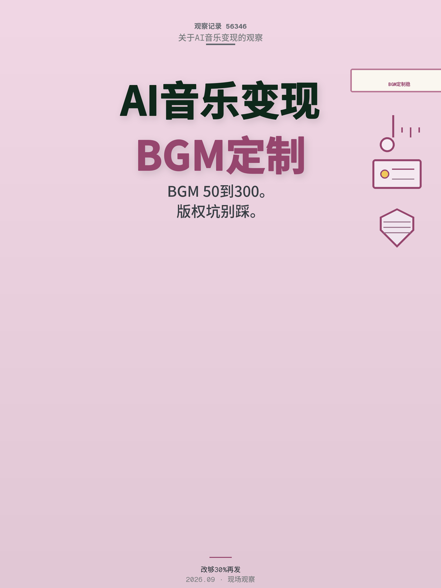 AI音乐变现三条路，BGM定制最实在，但版权坑你踩了吗